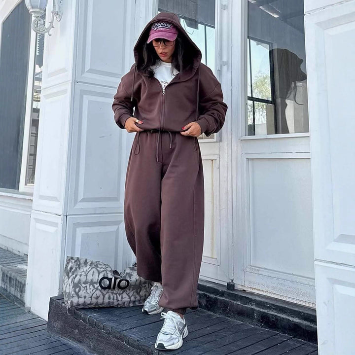 Dame Fleece Jumpsuit med Lynlås og Praktiske Lommer
