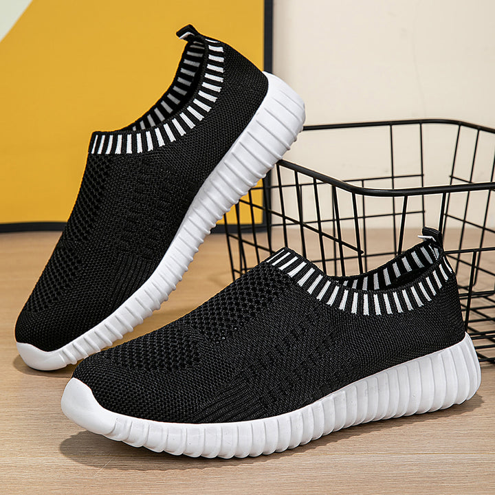 Damer nan elastisk slip-on komfort sneakers med tredimensionel strikstruktur og profileret let sål Skovae