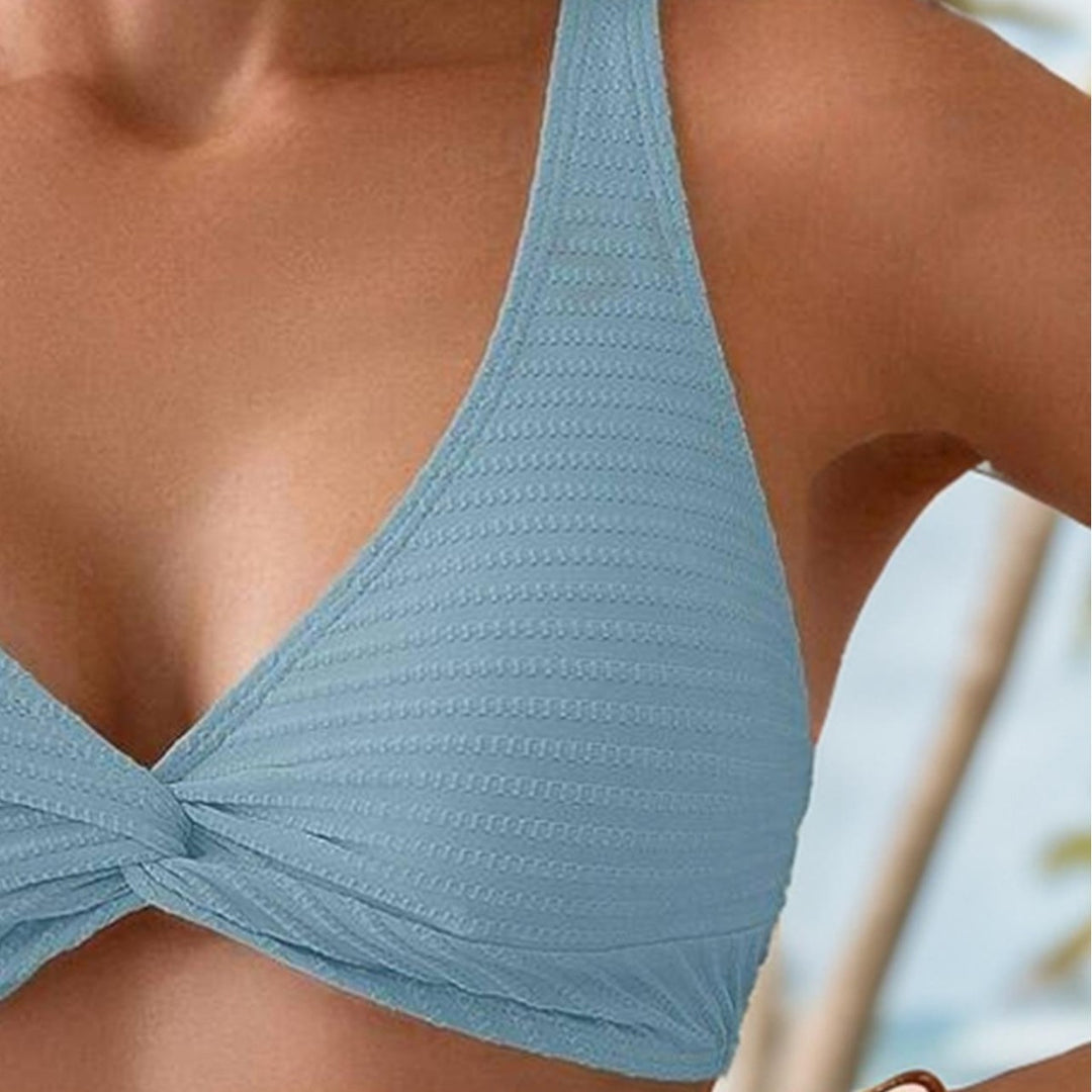 Damer Triangel-Bikini med indviklet overdel og ribbet design Skovae