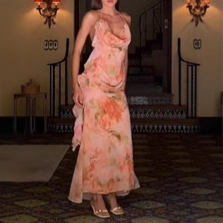 Femme Halter Neck Floral Wrap Kjole Stilla