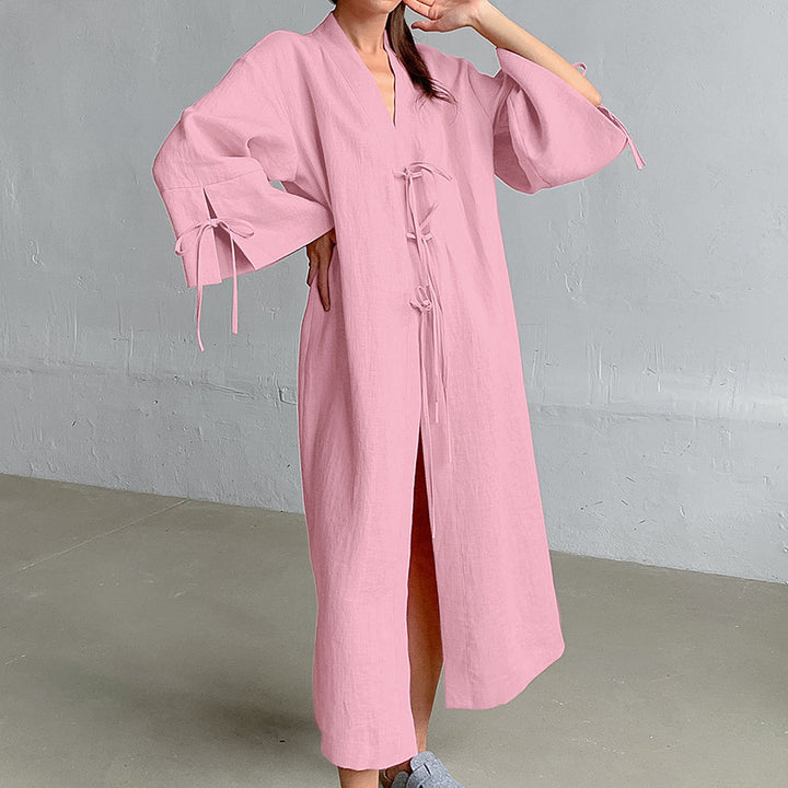 Dame Kimono-badekåbe med dekorative bindebånd Stilla