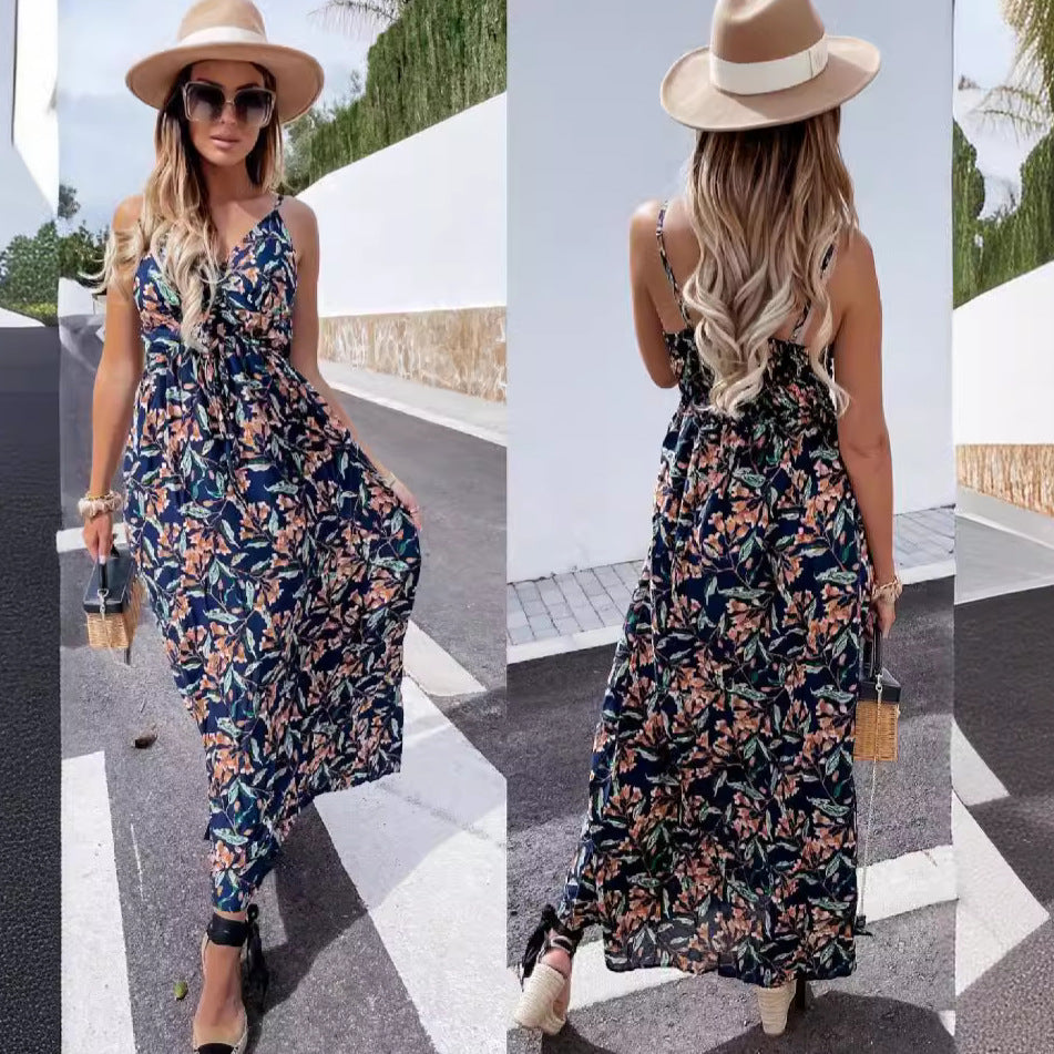 Kvinder Floral Print Wrap Maxi Kjole Stilla