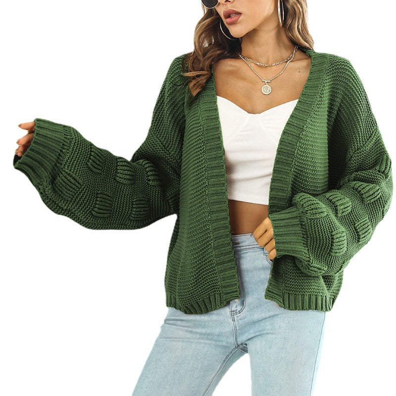 Femme Chunky-strik-cardigan med unikke strukturerede ærmer Stilla