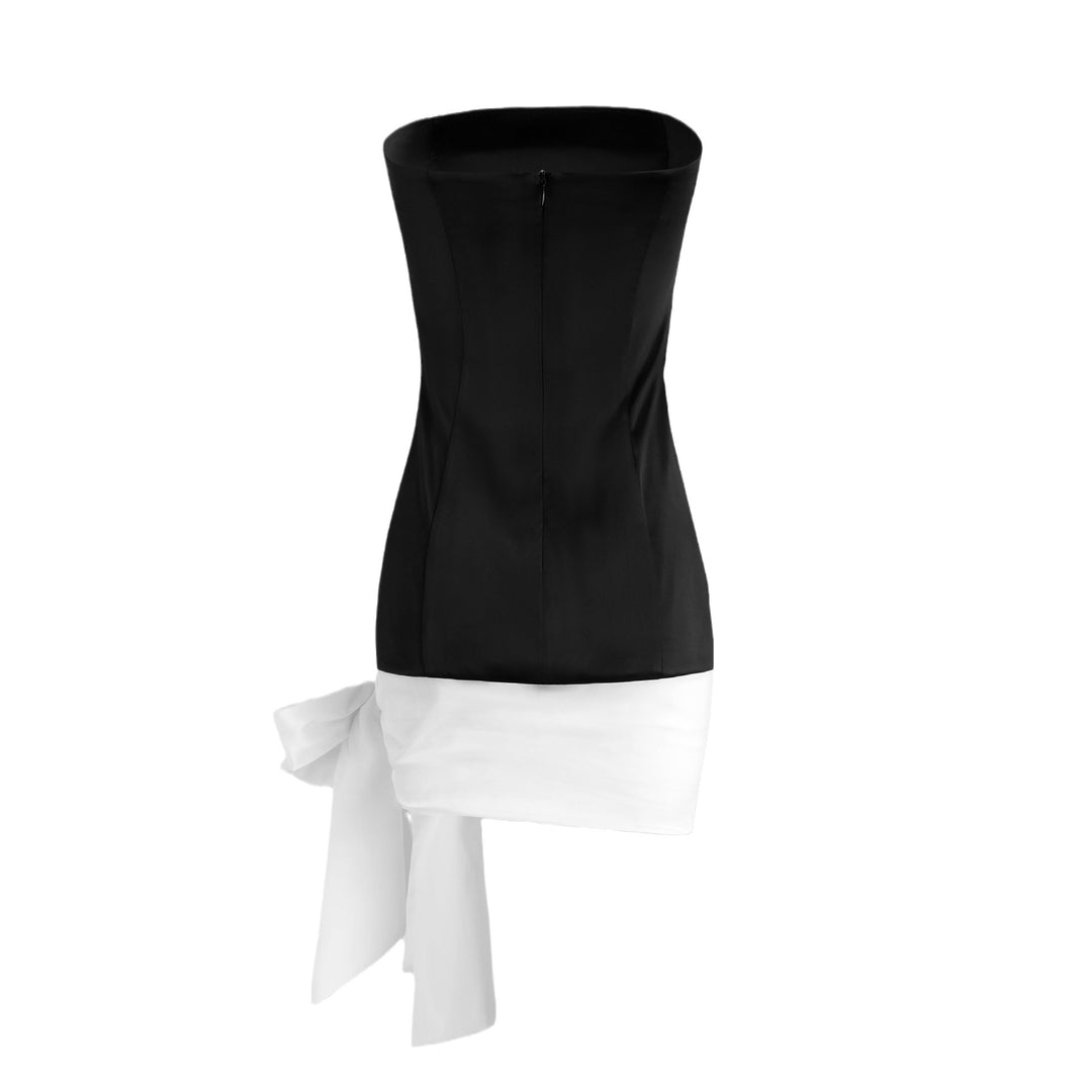 Dame Strapless Minikjole med dekorativt satinbåndbesætning Stilla