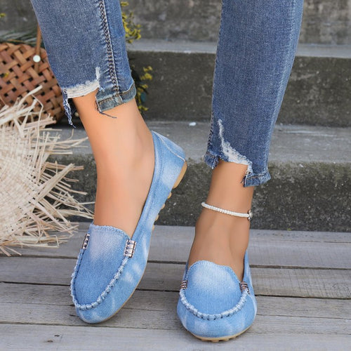 Dame mokasiner med mode denim-look og elegante detaljer Stilla