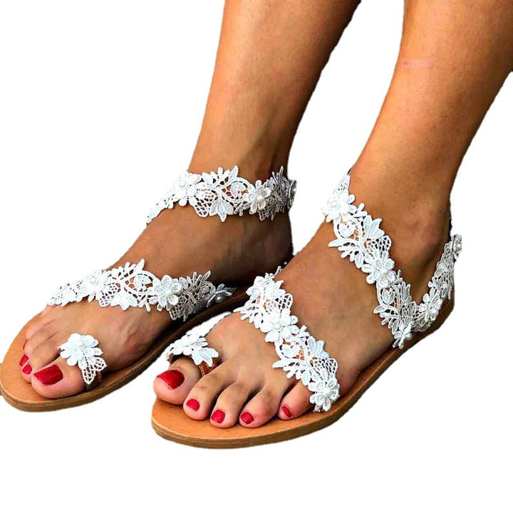 Dame toe separator sandaler med blomstret design og komfortabel sål Stilla
