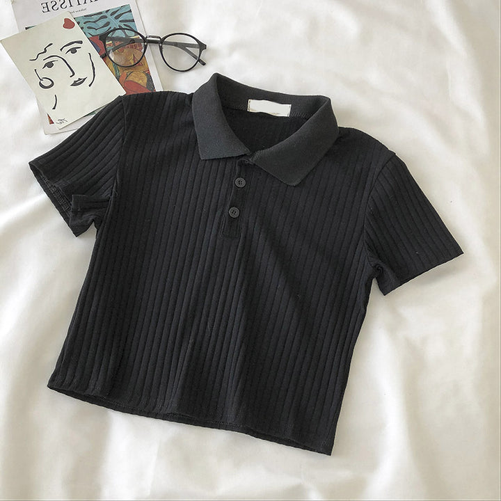 Femme Tekstureret Cropped Polo-Shirt Stilla