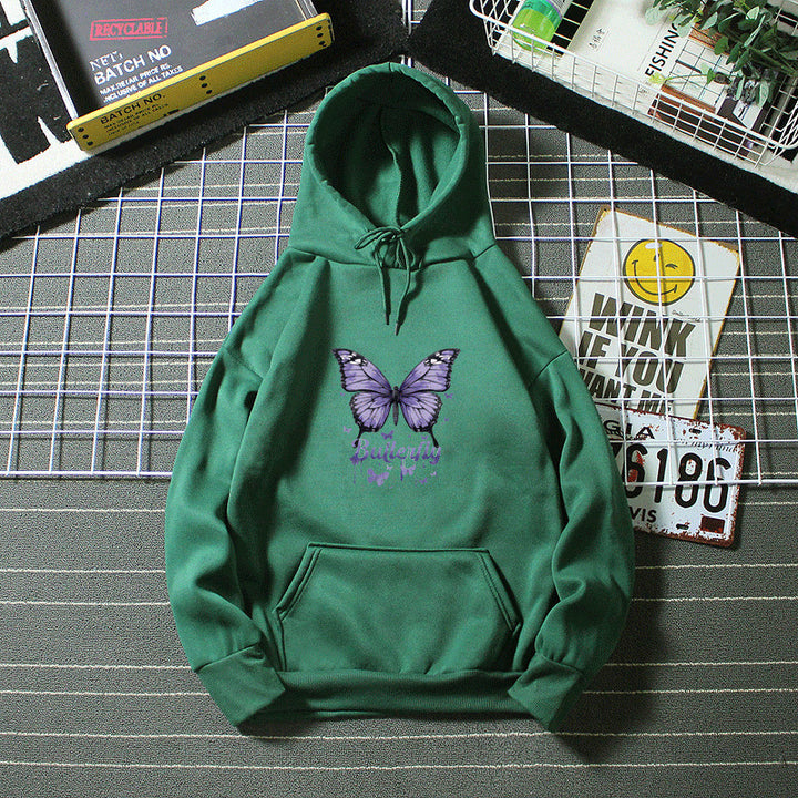 Kvinders hoodie med farverigt sommerfuglemotiv Skovae