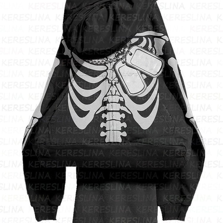 Dame hoodie med kreativt skeletdesign og kvalitetsmateriale Stilla