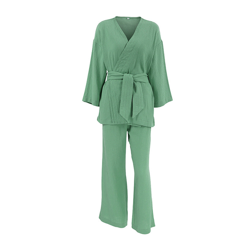 Dame Lounge-sæt med kimono-snit og bredt ben Stilla