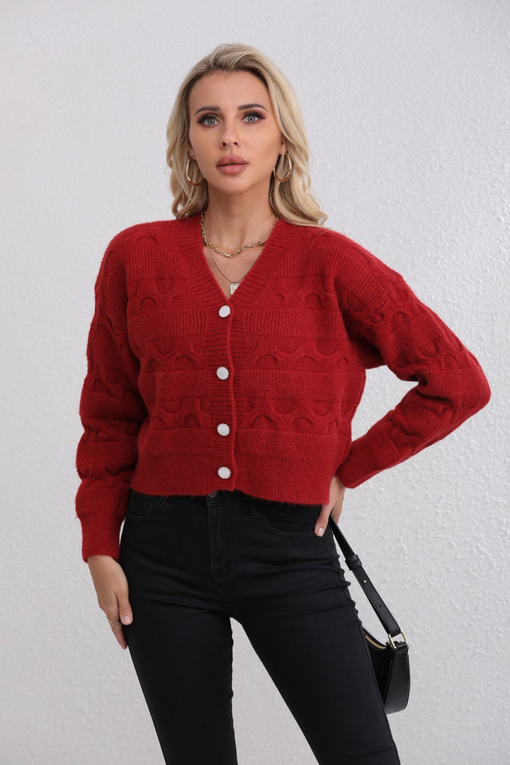 Kvinders chunky strikket cardigan med unikt mønster og behagelig pasform Stilla