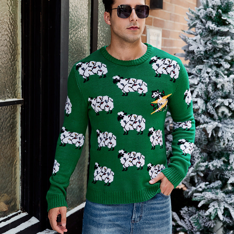 Herre julesweater med sjov fårdesign og komfortabel pasform Stilla
