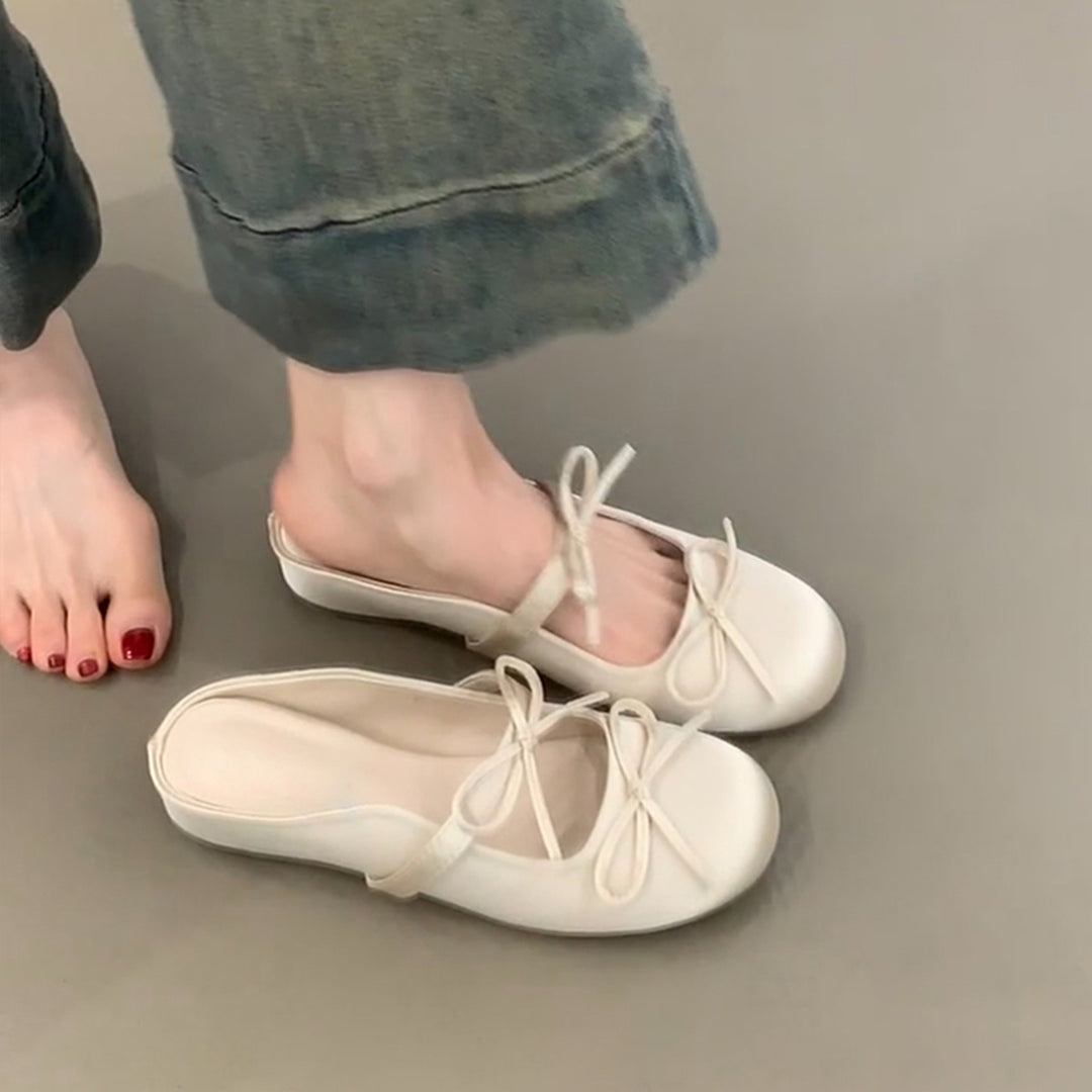 Dame ballet-inspirerede slip-on ballerinaer med sløjfedetalje og polstret sål Stilla