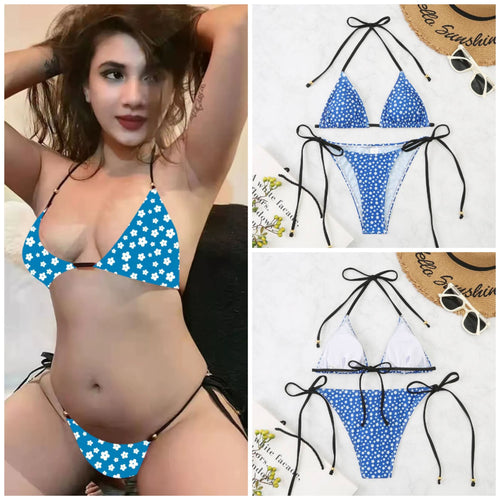 Dame Floral Print Triangle Bikini Sæt Stilla