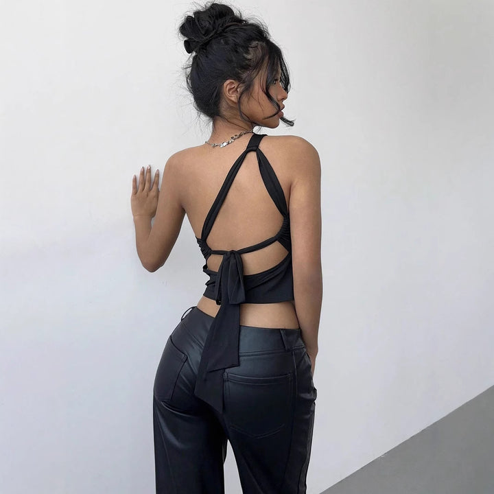 Damer asymmetrisk top med figurformende snit og elastisk stof Stilla