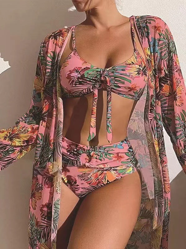 Femme Tropical Print To-delt Badedragt med gennemsigtig Cover-Up Stilla