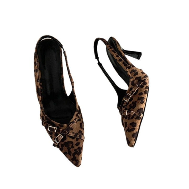 Dame Slingback Pumps med moderne leopardmønster og komfortabel hæl Stilla