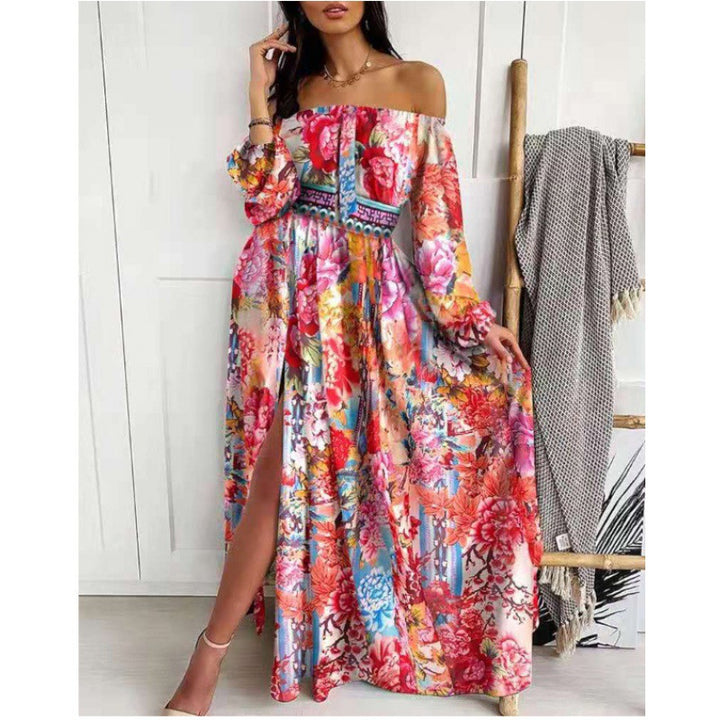 Dame Off-Shoulder Maxi Kjole med elegant print Stilla