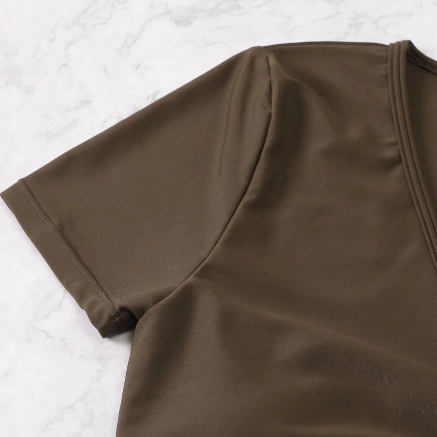 Dame cropped top med høj talje og rynkedetaljer Skovae