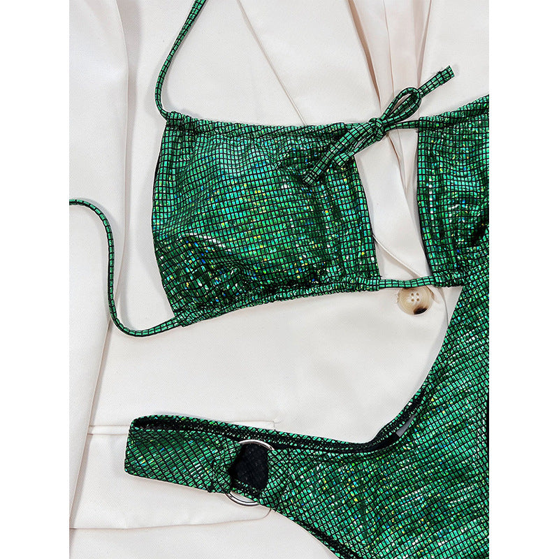 Dame bikini-sæt med funklede paliet-design og justerbare stropper Stilla