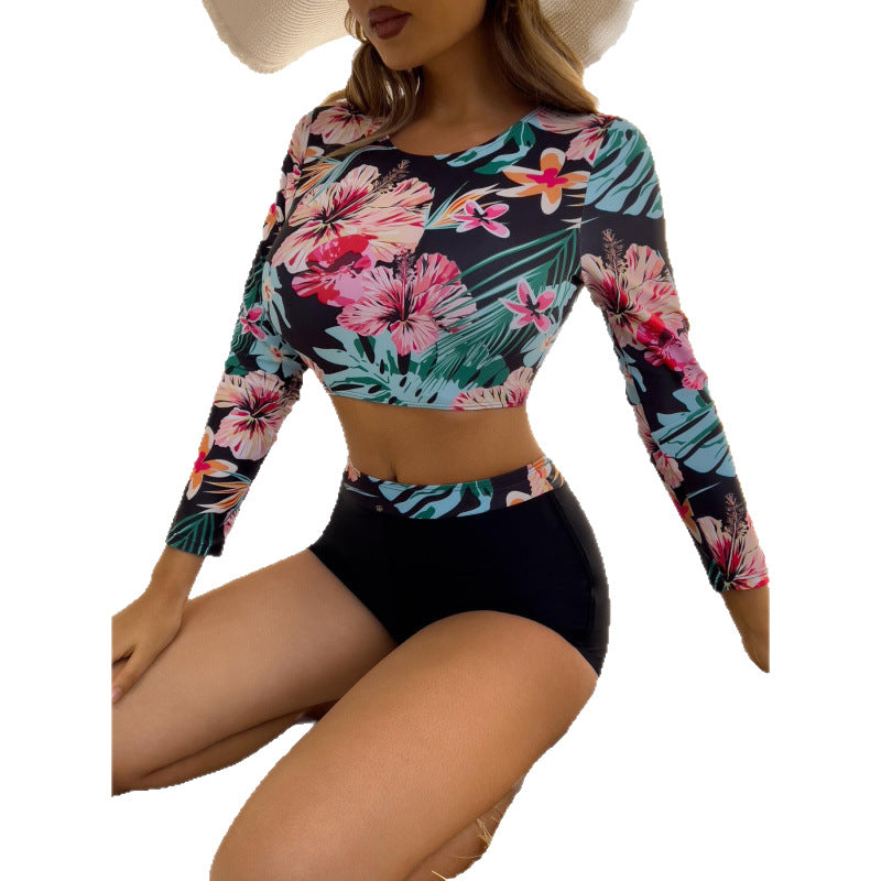 Dame UV-beskyttelse Rashguard sæt med farverigt blomstermønster Stilla