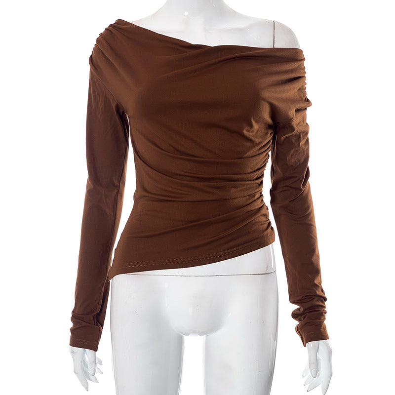 Femme Off-Shoulder Raffung Langærmetop Stilla
