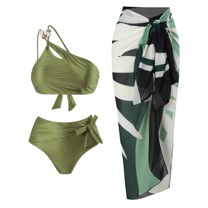 Dame Bikini-sæt med fashionable indpakningsskørt og elegant ensidig stropdesign Stilla