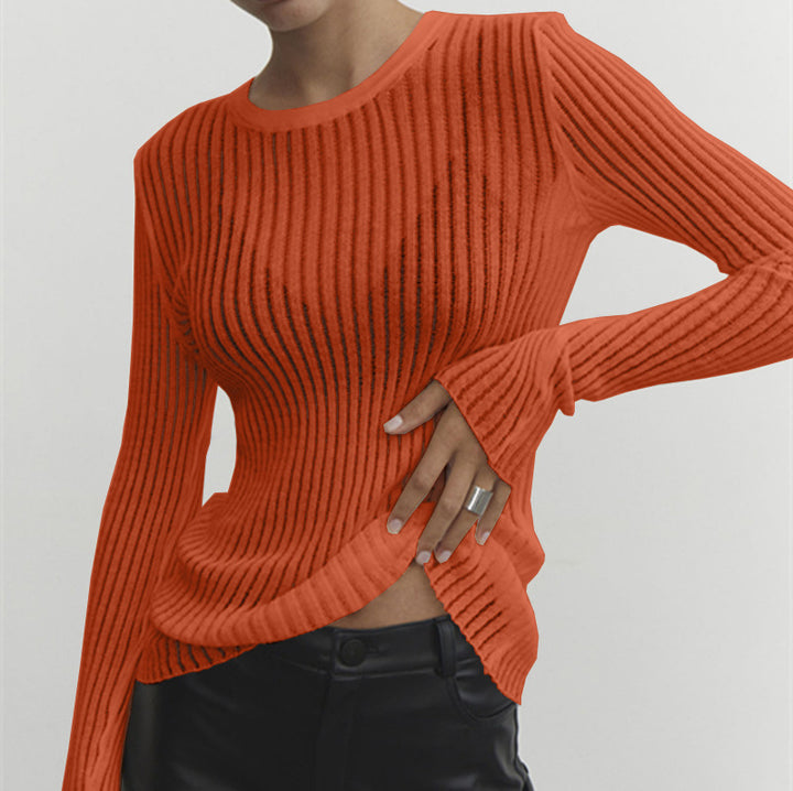 Dame Finrib-top med bred bluse-snit Stilla