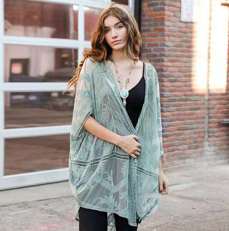Dame Elegant og luftig Hæklet kimono Stilla