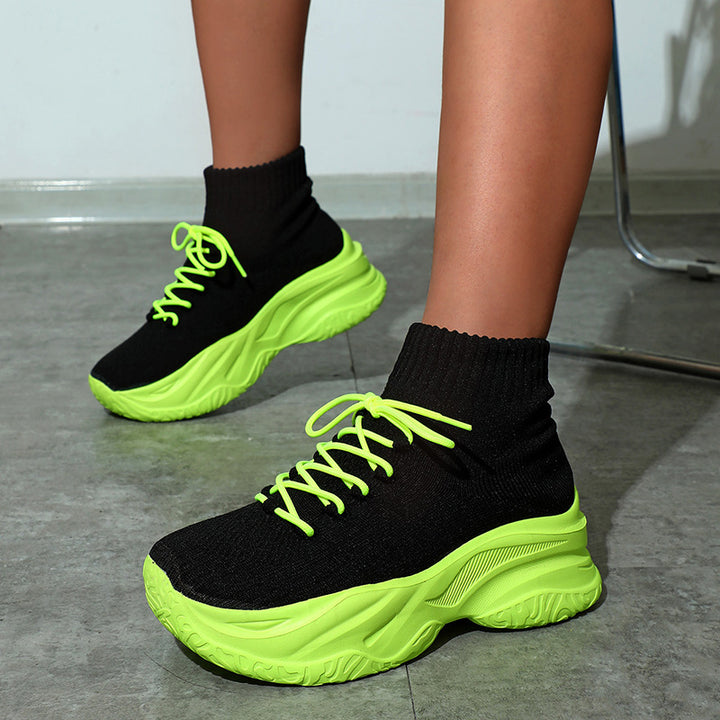 Dame Høj Strik-Sneakers med elastisk pasform og støddæmpende sål Stilla