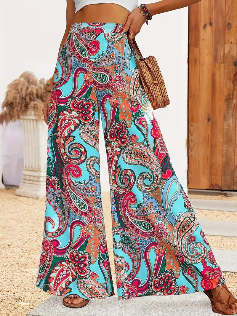 Dame Palazzo-bukser med paisley-mønster Stilla
