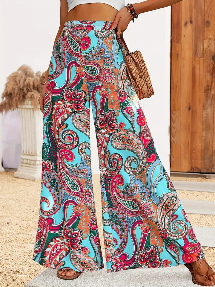 Dame Palazzo-bukser med paisley-mønster Stilla