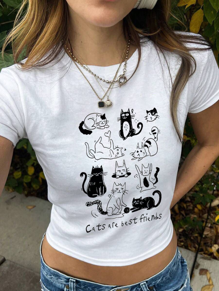Dame Korte ærmer T-shirt med iøjnefaldende motorcykel-design Skovae