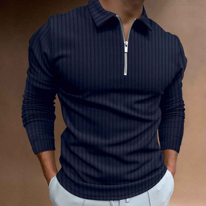 Herrer Langærmet Poloshirt med moderne Lynlås Stilla