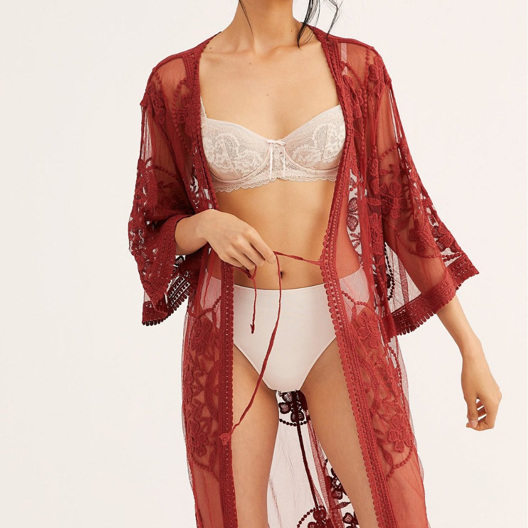 Dame luftig spids Kimono Stilla