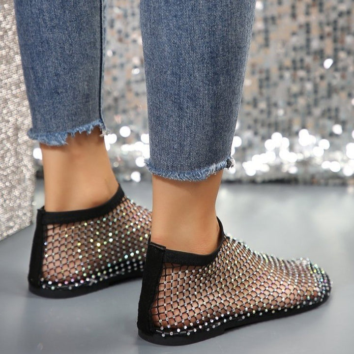 Dame elegante net-sandaler med glimmersten Stilla