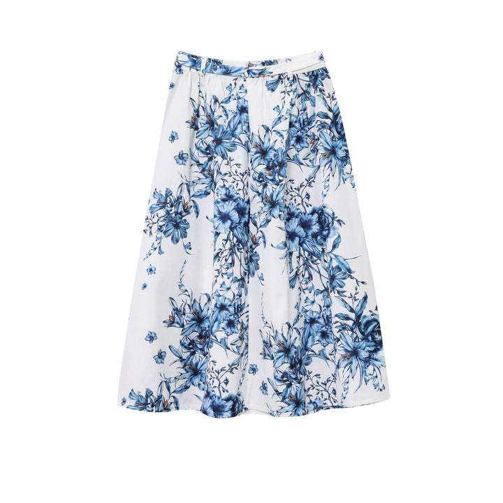 Dame Floral Print A-linje Midi Nederdel Stilla