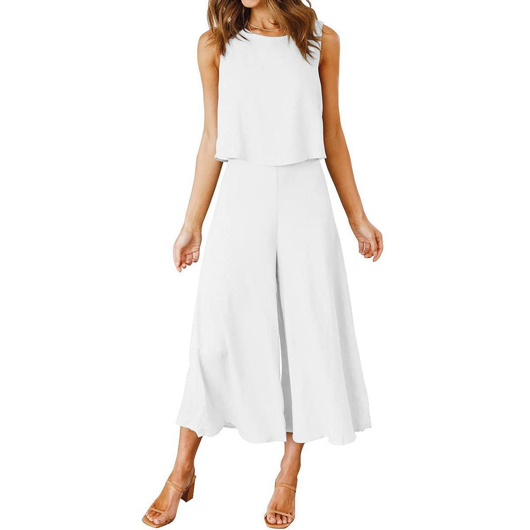 Dame Løs Jumpsuit med Svingende Ben og Ærmeløst Design Skovae