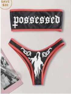Dame Bandeau Bikini-sæt med iøjnefaldende grafiktryk Skovae