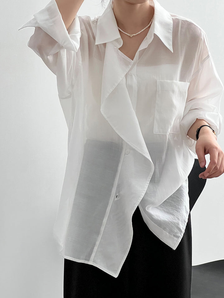 Dame afslappet bluse med oversized snit og fin struktur Stilla