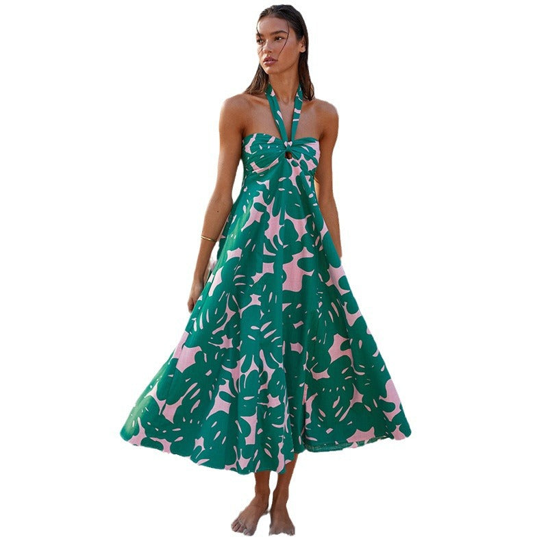Damer maxi kjole med stropløs hel-round stræk neckline og blomsterprint Stilla