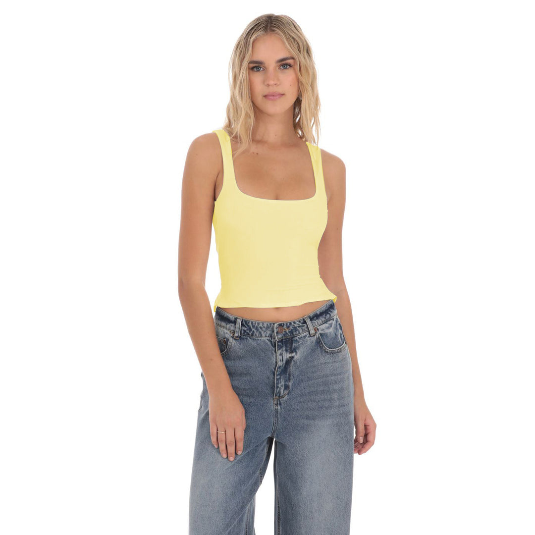 Dame Figurtilpasset Crop-Top med firkantet udskæring og brede stropper Stilla