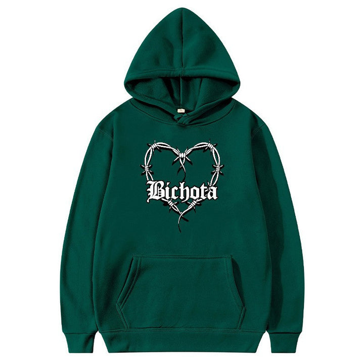 Kvinders hoodie med unikt hjerte design og broderet skrift Skovae