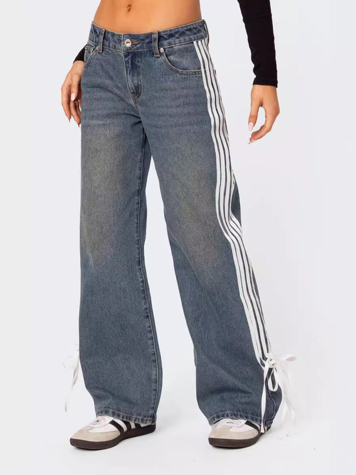 Dame brede jeans med sidelængder Stilla