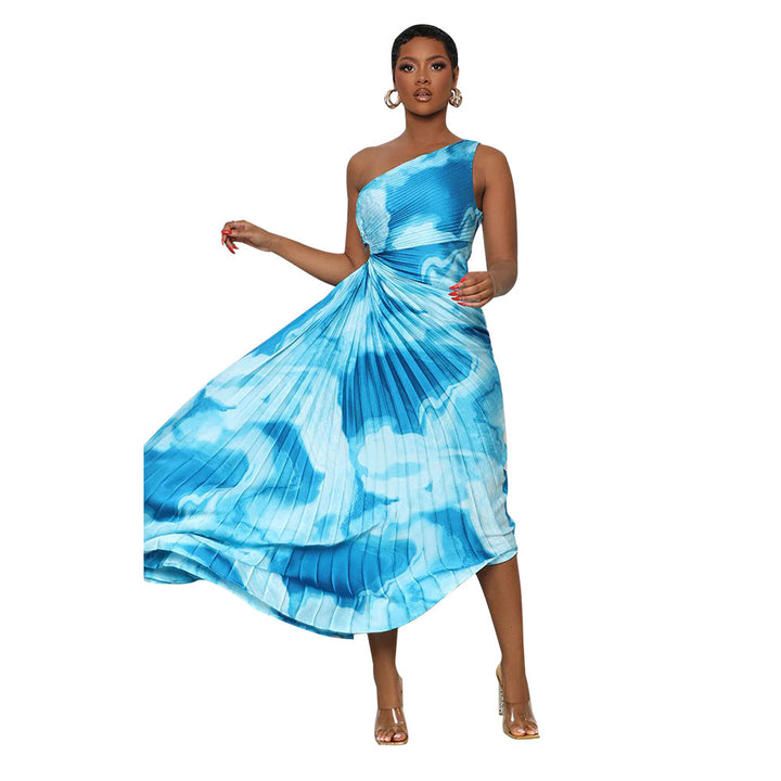Dame asymmetrisk maxikjole med elegant drapering Stilla
