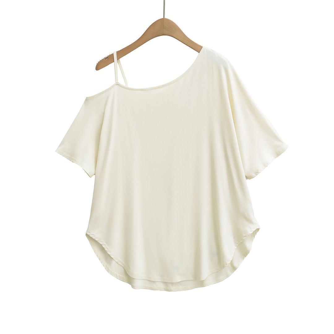 Dame elegant asymmetrisk top med specielle stropdetaljer Stilla