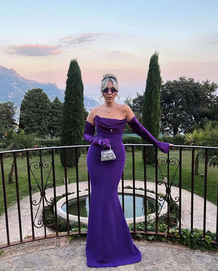 Dame Elegant Havfrue-Kjole med off-shoulder Design og lange ærmer Skovae