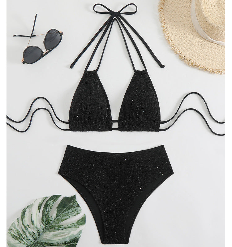 Dame Triangel-Bikini med funklende accenter og justerbare stropper Stilla
