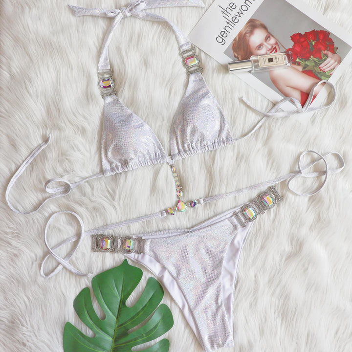 Dame High-Shine Halter Bikini Sæt Stilla