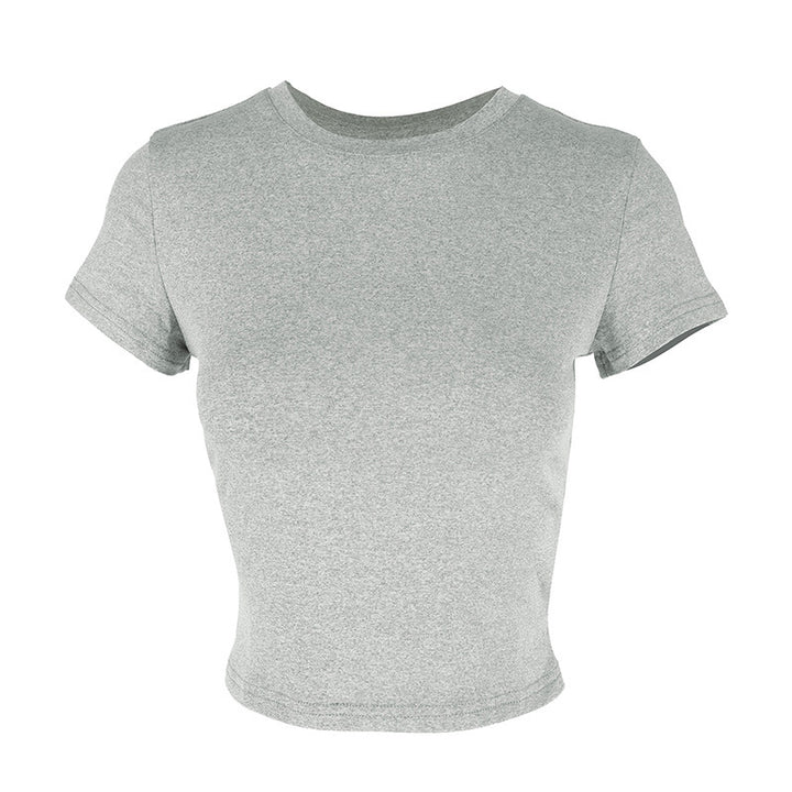 Dame tætsiddende Crop-Top med rund halsudskæring og elastisk materiale Skovae